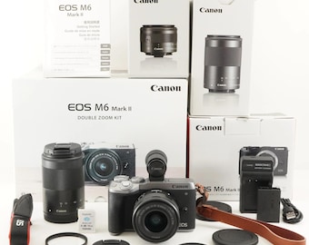 Under 1,000 Shots/ Canon EOS M6 Mark II W Zoom Kit +evf-dc2 16gb Sd from Japan #12305