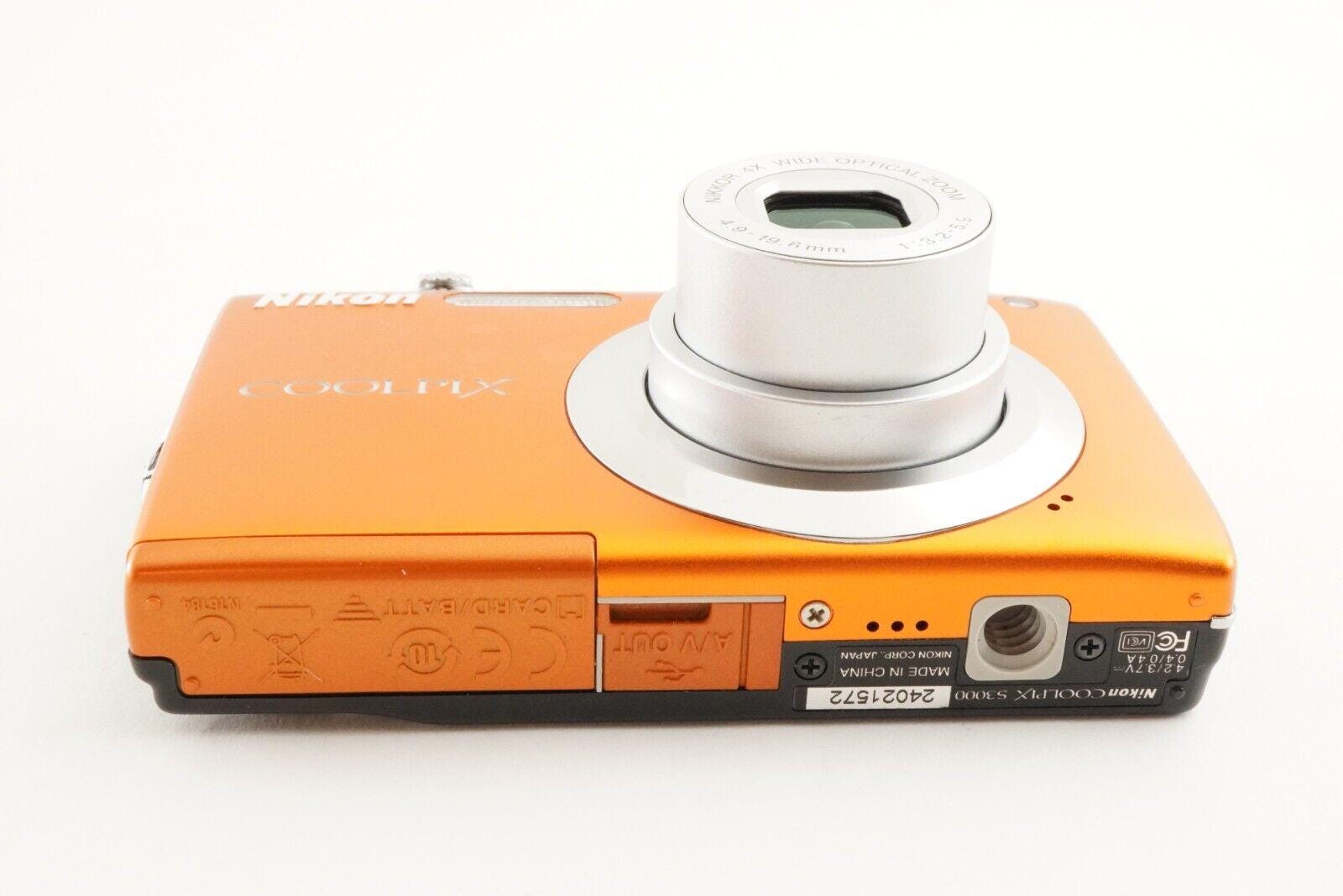 Nikon COOLPIX S3000 Orange in Box With 4GB Sdhc Card From