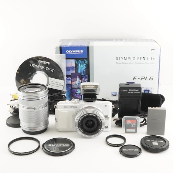 OLYMPUS E-PL6 White [only 115 Shots] + 14-42mm + 40-150mm + 8GB