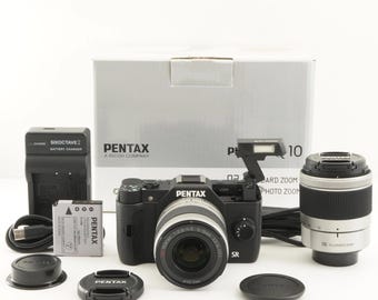 PENTAX Q10 Black [1,816 Shots] + 02 5-15mm  06 15-45mm In Box from Japan #10091