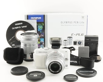 OLYMPUS PEN E-PL6 White [217 Shots] + 14-42mm  40-150mm In Box from Japan #9782