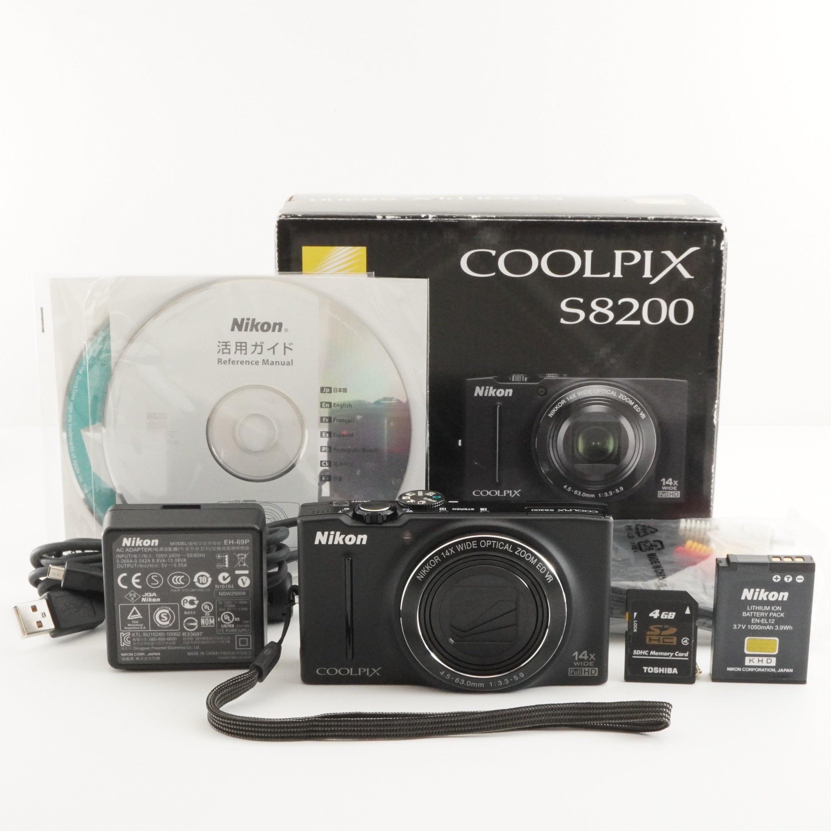 Nikon COOLPIX S8200 Black in Box With 4GB Sdhc Card From