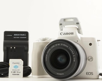 Canon EOS kiss M / M50 White + EF-M 15-45mm + 16GB SDCard from Japan #10064