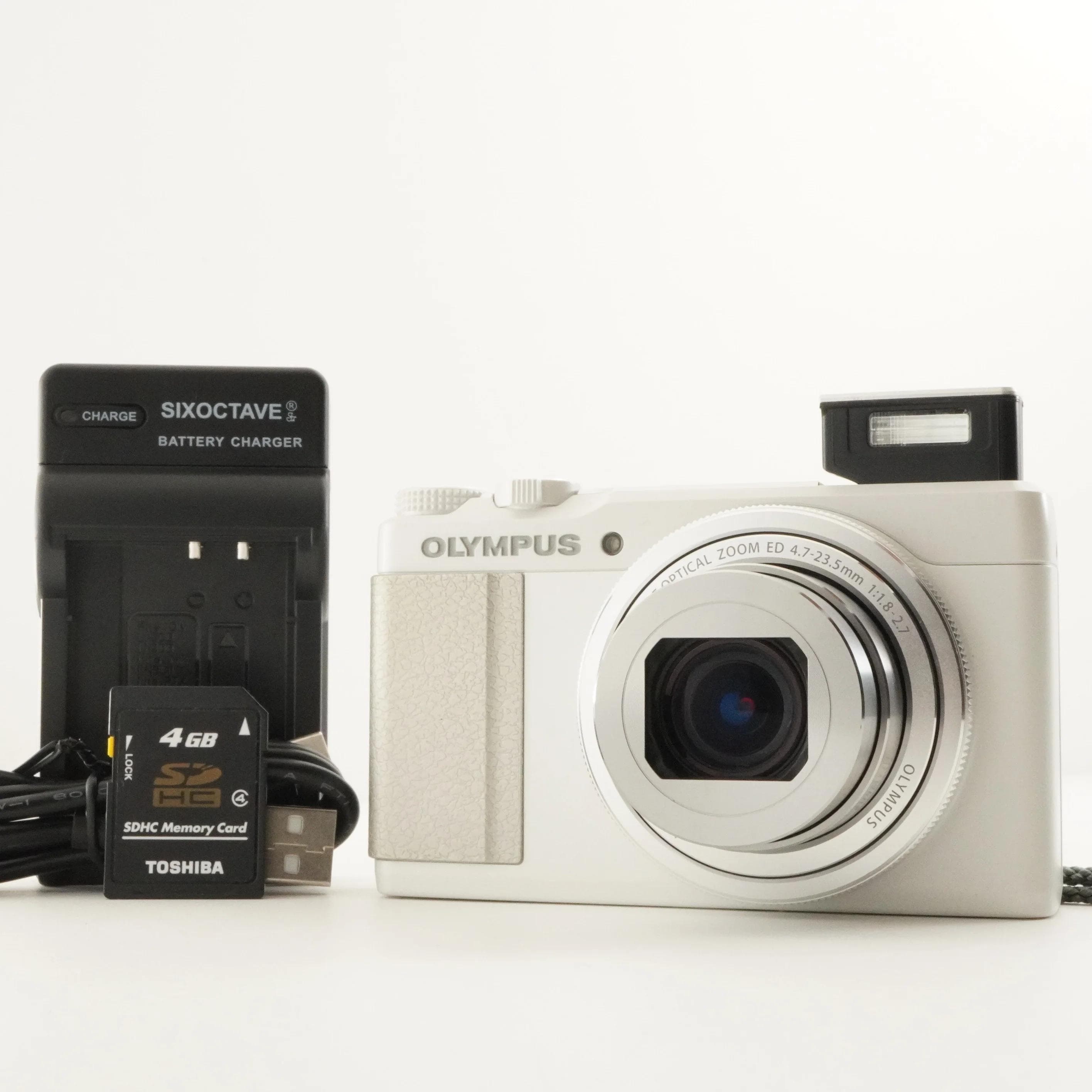 OLYMPUS STYLUS XZ-10 White + 4gb Sdhc Card Digital Camera From
