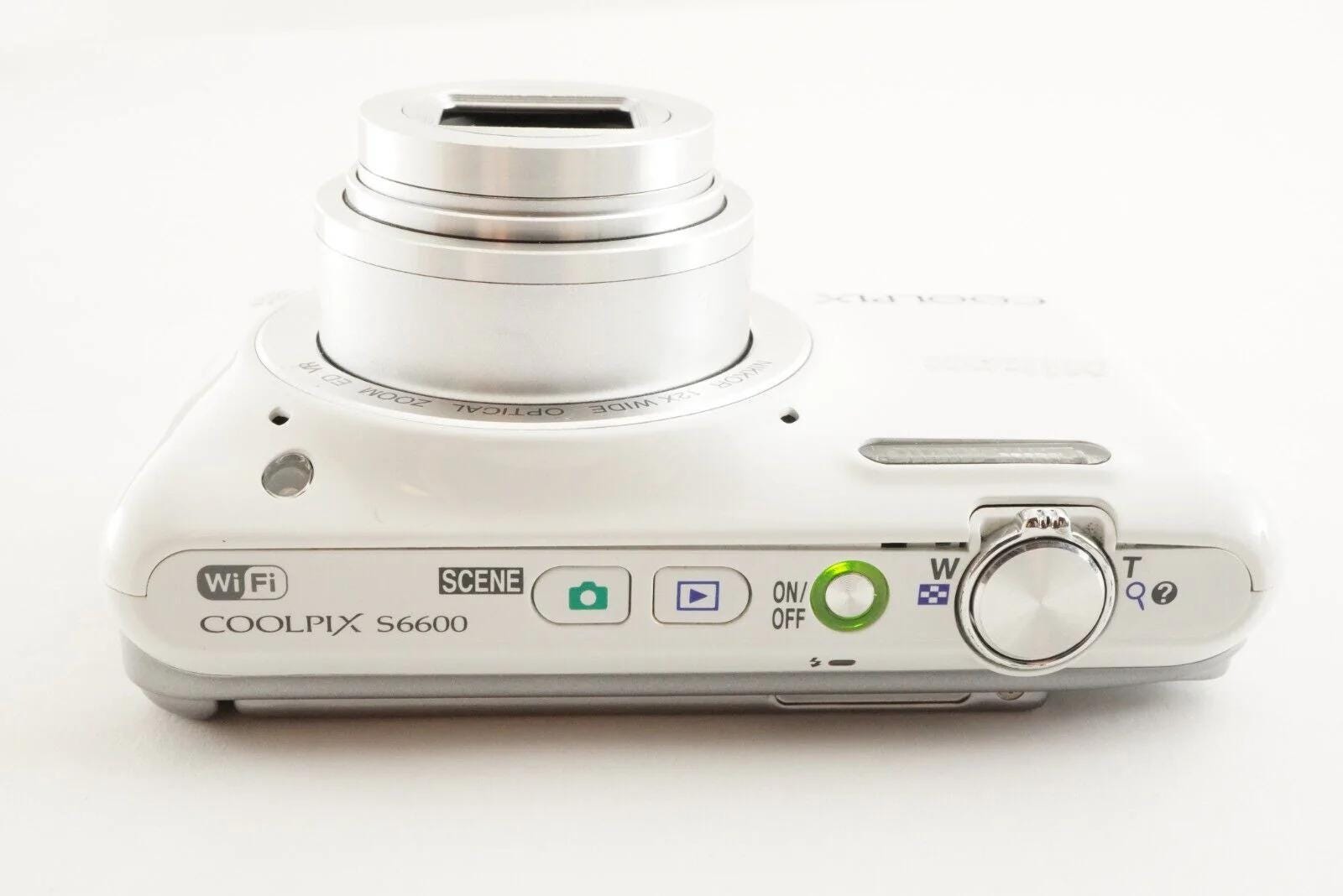 Nikon COOLPIX S6600 White & 4GB Sdhc Card Digital Camera From