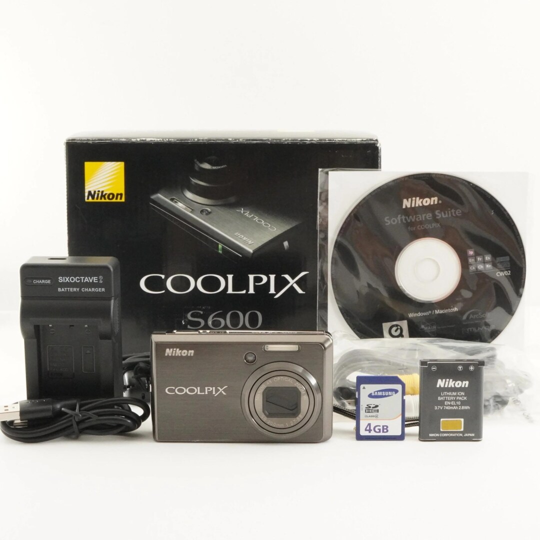 Nikon COOLPIX S600〈SDカード付〉 Nikon COOLPIX S600 Black in Box With 4GB Sdhc Card From Japan