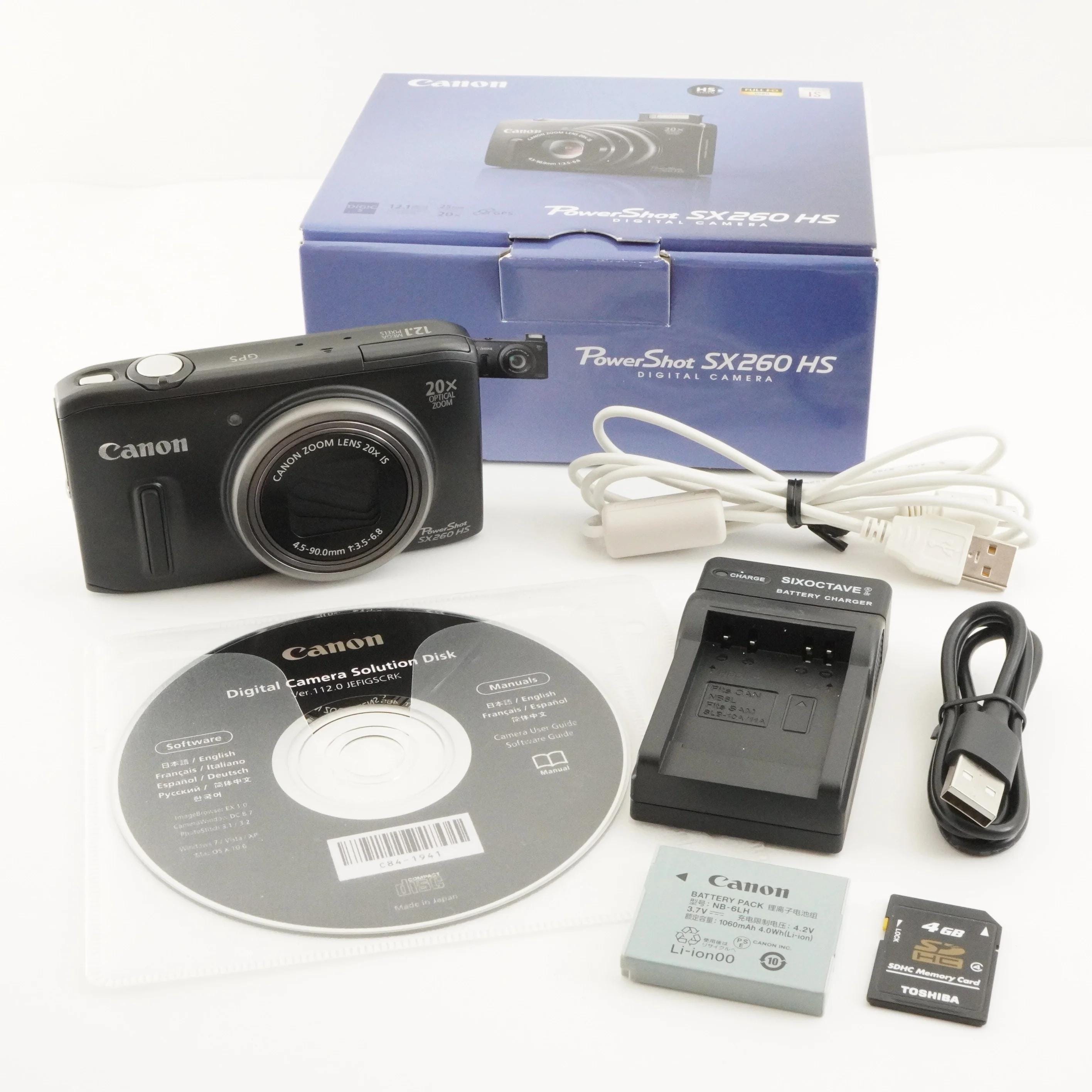 Buy Canon Powershot SX260 HS Black in Box + 4GB Sdhc Card From