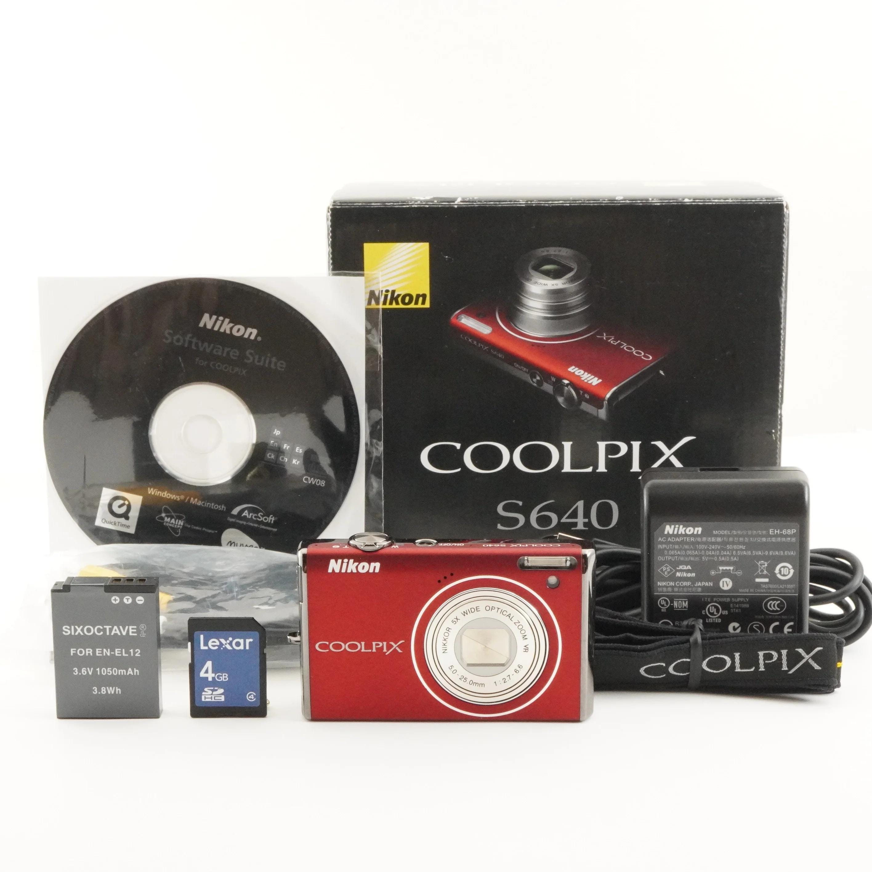 Nikon COOLPIX S640 Red in Box With 4GB Sdhc Card From Japan