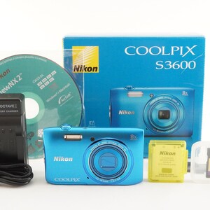 Appareil photo numérique Nikon COOLPIX S3600 bleu dans sa boîte + carte Sdhc 4 Go, importé du Japon # 2548