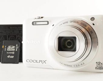 Nikon COOLPIX S6600 White & 4GB Sdhc Card Digital Camera from Japan #0915
