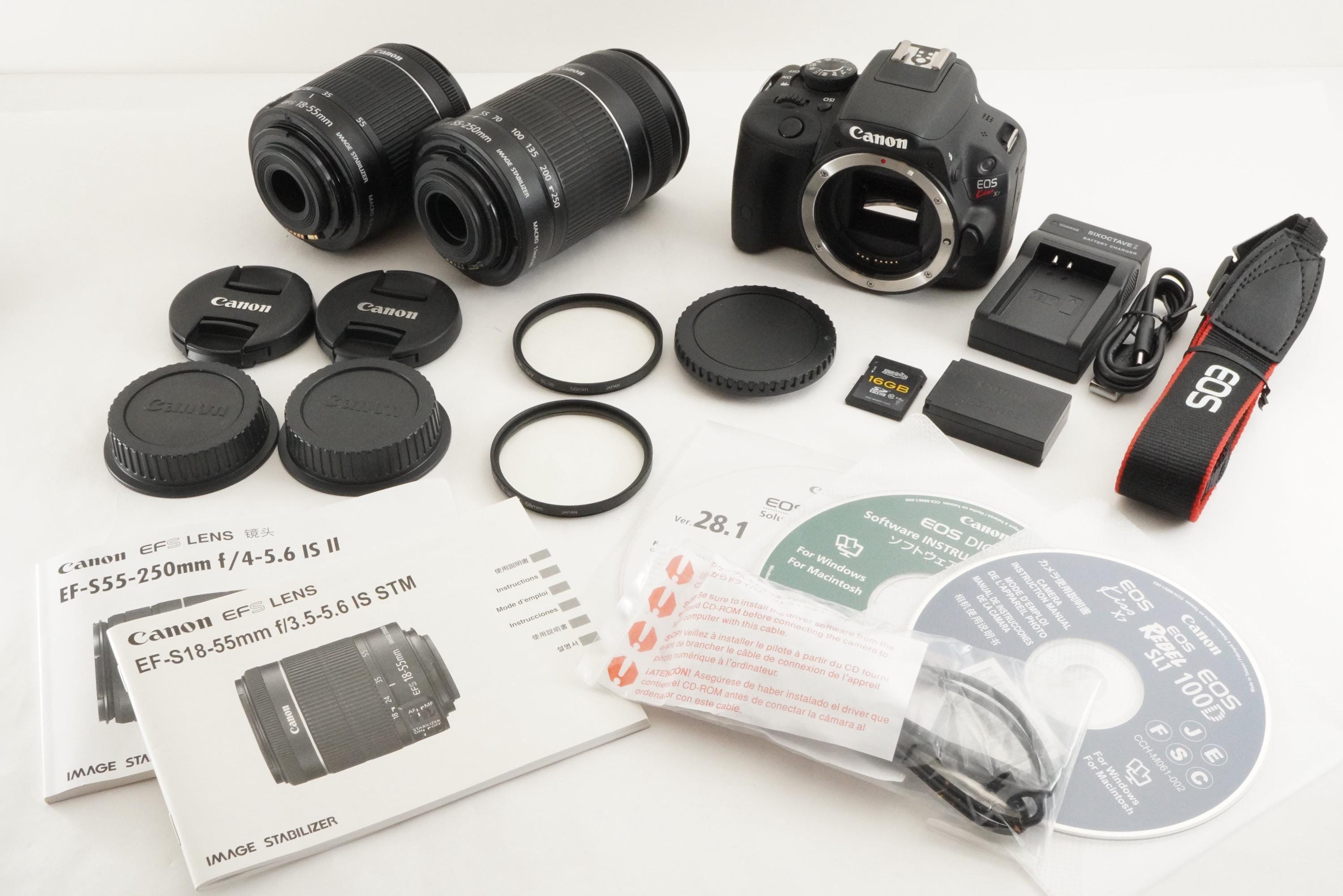 Canon EOS Kiss X7 [S/C 2,246] + 18-55mm is Stm + 55-250mm is Ii