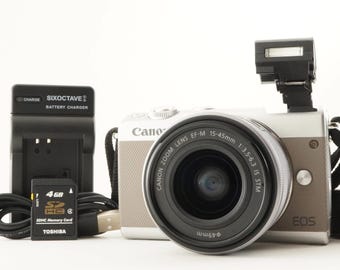 Canon EOS M100 Silver + EF-M 15-45mm Is Stm  4gb Sdhc Card from Japan #11031