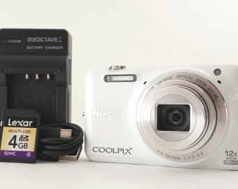 Nikon COOLPIX S6600 White With 4GB Sdhc Card Digital Camera From