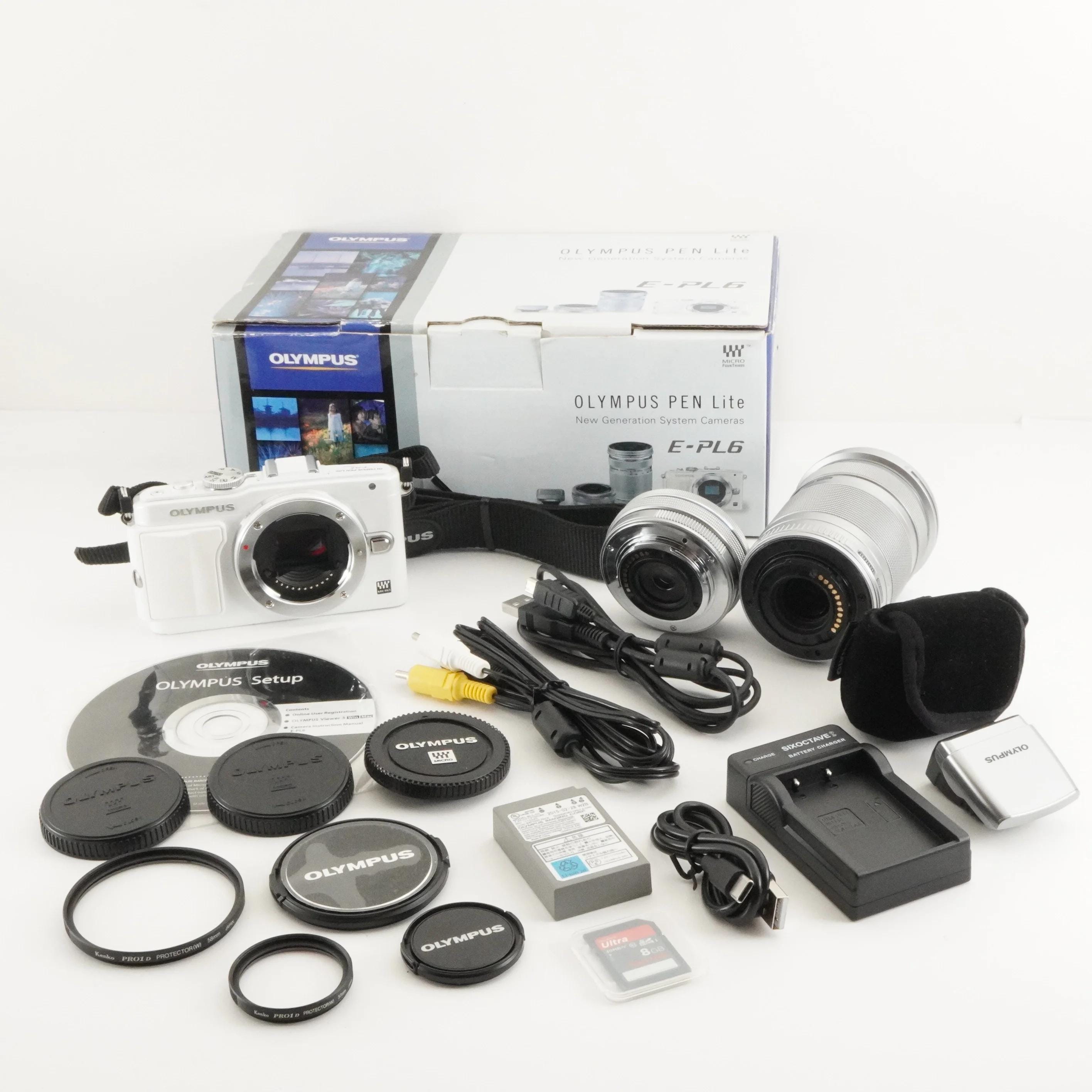 OLYMPUS E−PL6 E-PL6 WHITE Olympus PEN E-PL6 White 16MP 14-42mm Lens Kit [Exc+++] w/8GB SD