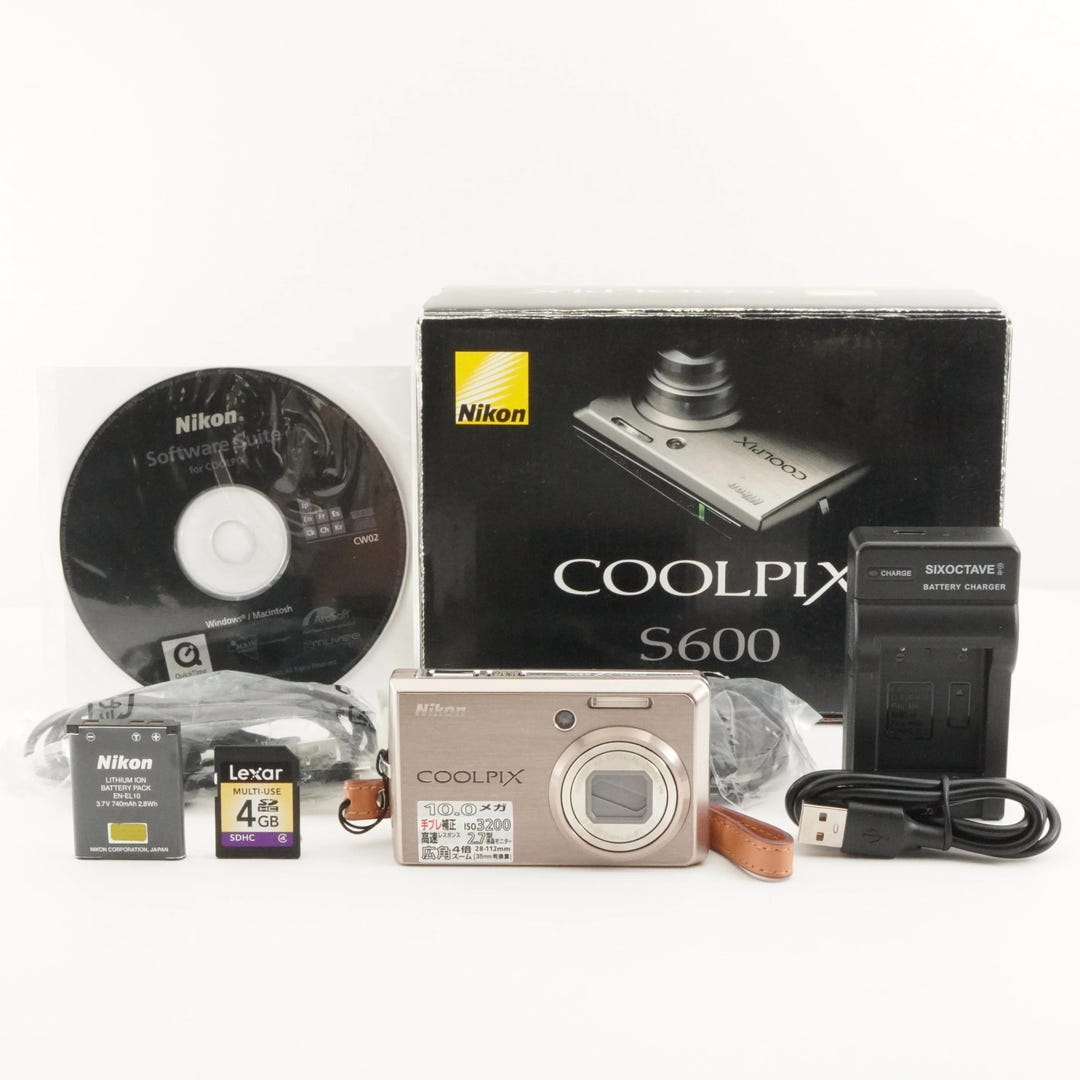 Nikon COOLPIX S600 Pink Gold in Box With 4GB Sdhc Card From