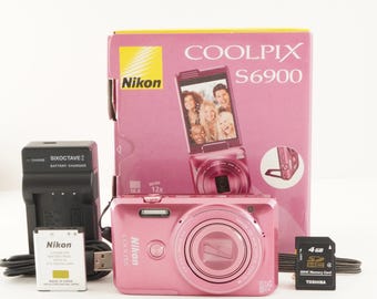 Nikon COOLPIX S6900 Pink In Box & 4GB Sdhc Card Digital Camera from Japan #11047