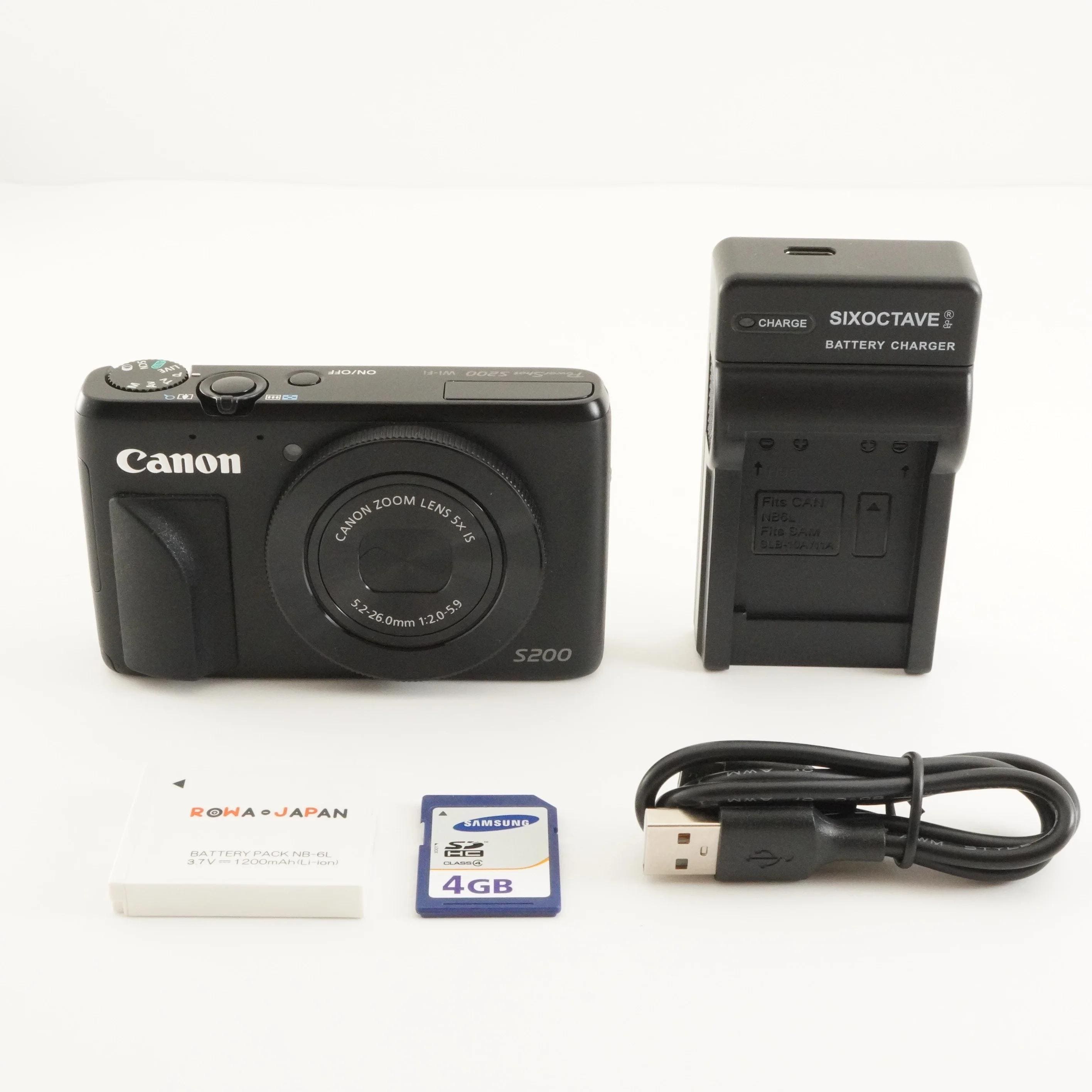 【すぐ使える】Canon PowerShot S200 本体(おまけ付き) キヤノン PowerShot S200 ブラック 4GB SDHCカード付き デジタルカメラ