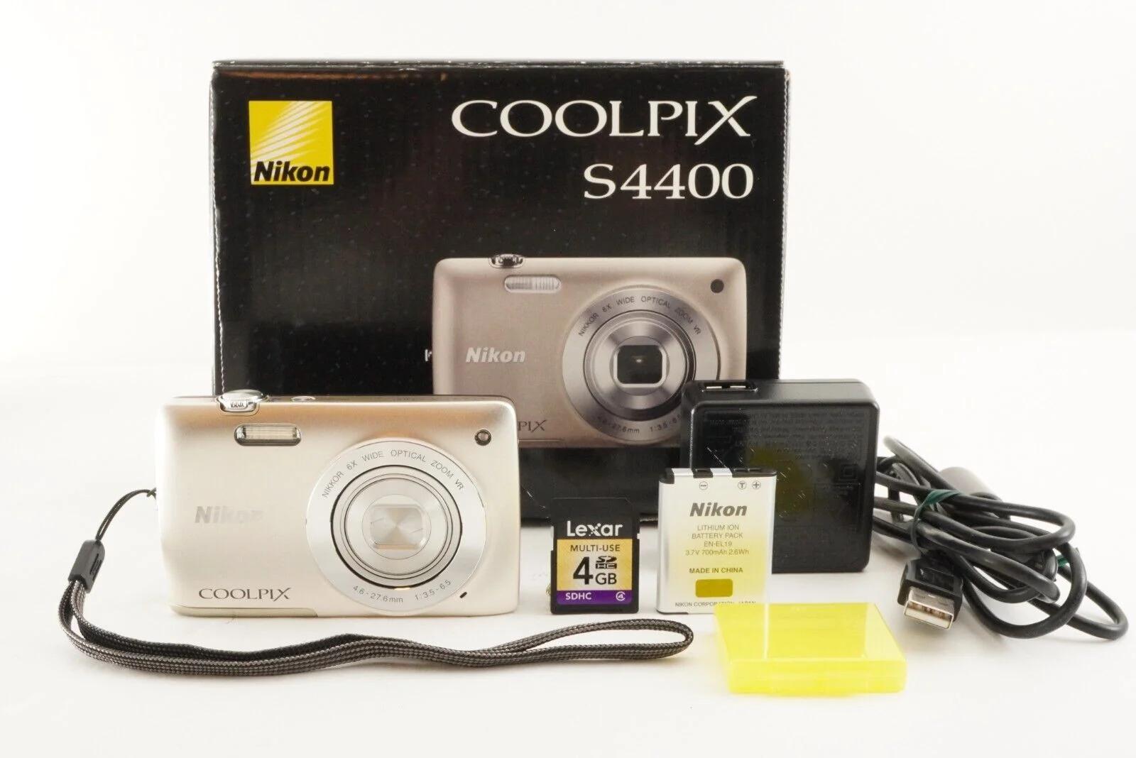 Nikon COOLPIX S4400 Silver in Box & 4GB Sdhc Card Digital Camera
