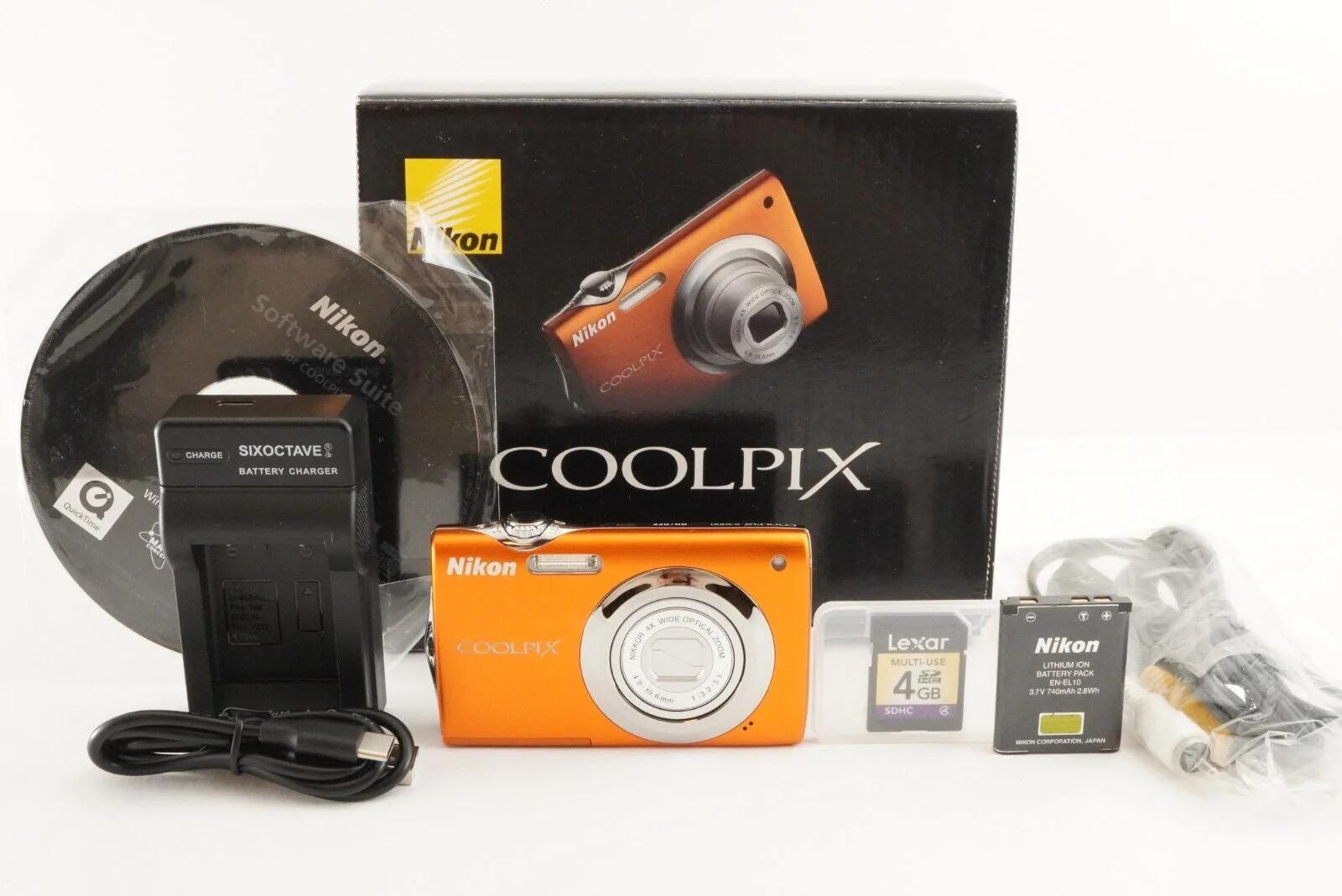 Nikon COOLPIX S3000 Orange in Box With 4GB Sdhc Card From Japan