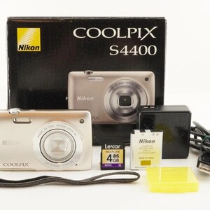 Nikon COOLPIX S4400 Silver in Box & 4GB Sdhc Card Digital Camera