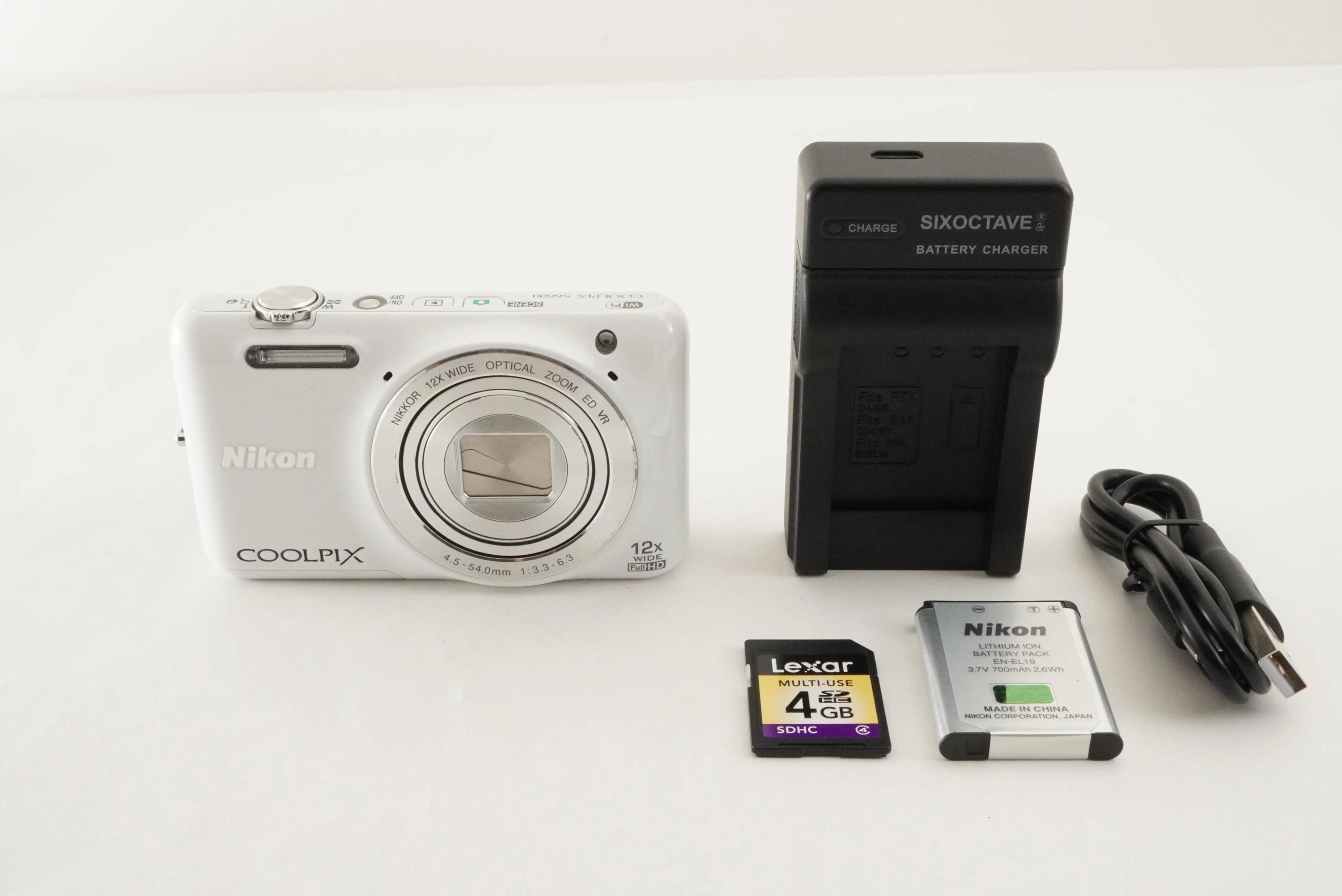 Nikon COOLPIX S6600 White With 4GB Sdhc Card Digital Camera From