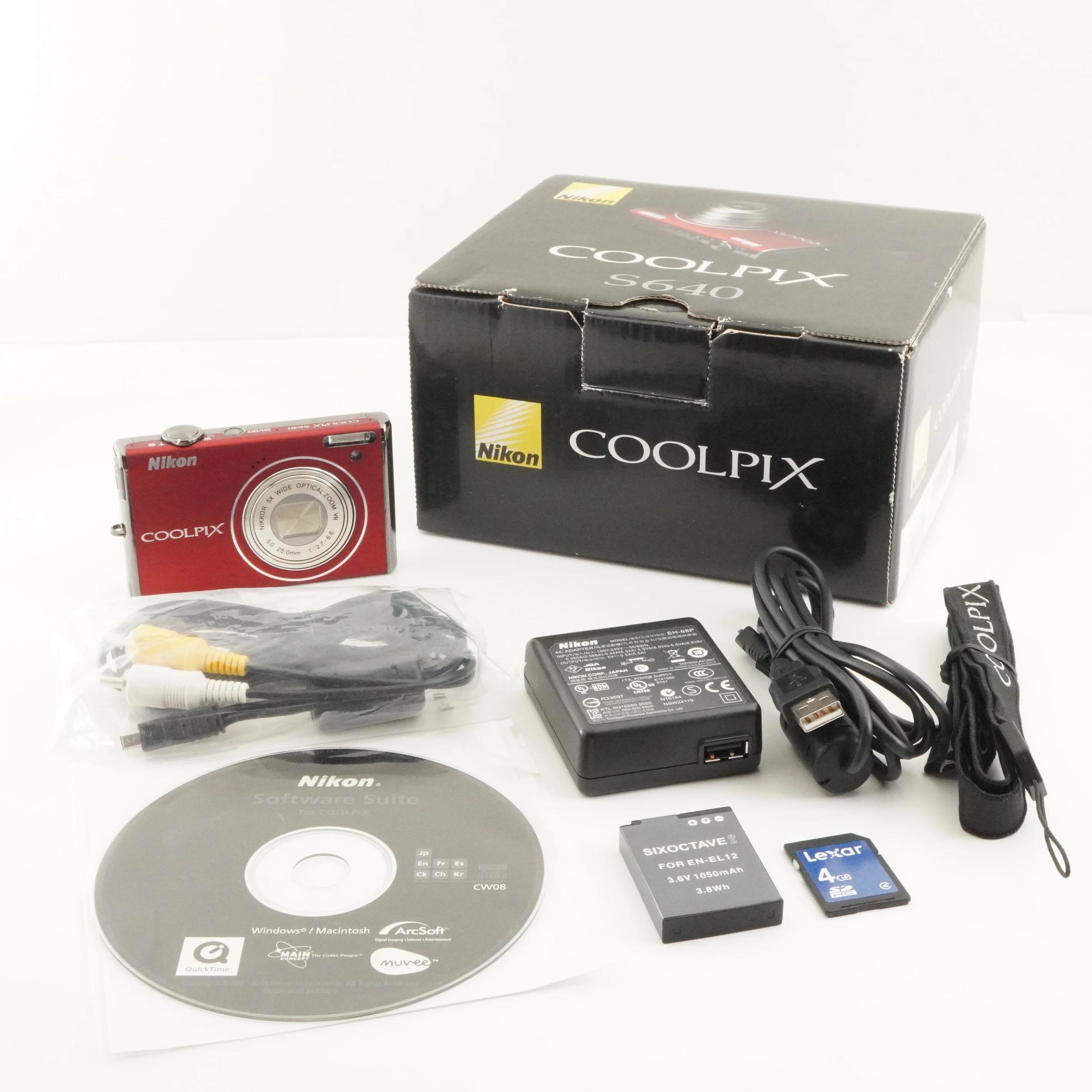 Nikon COOLPIX S640 Red in Box With 4GB Sdhc Card From Japan