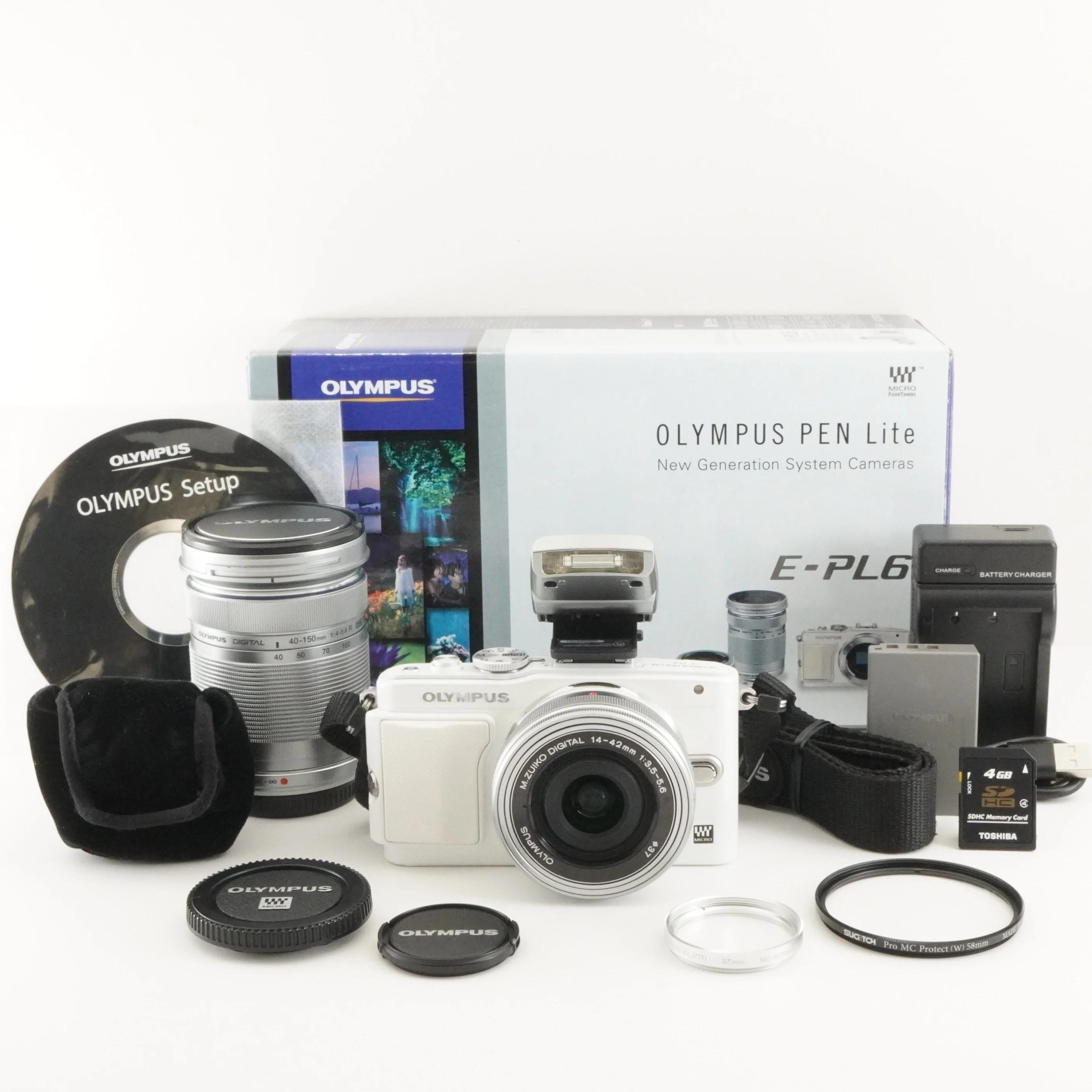 OLYMPUS PEN E-PL6 White [1,709 Shots] + 14-42mm Ez + 40-150mm in