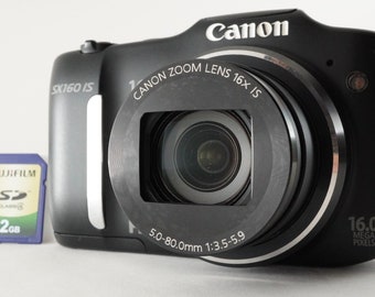 CANON PowerShot SX160 IS Black With 2gb Sd Card Digital Camera from Japan #8985