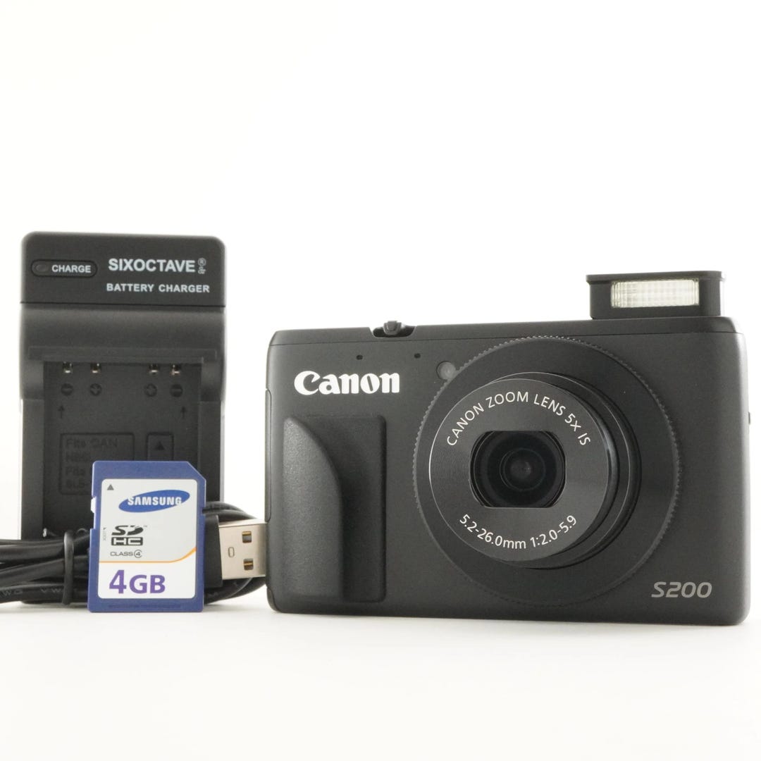 キヤノン PowerShot S200 ブラック 4GB SDHCカード付き デジタルカメラ