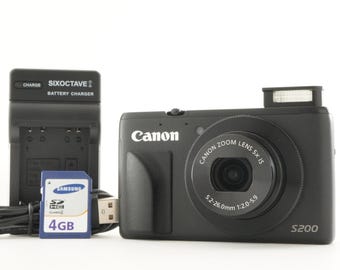 Canon PowerShot S200 zwart met 4 GB SDHC-kaart Digitale camera uit Japan #7526