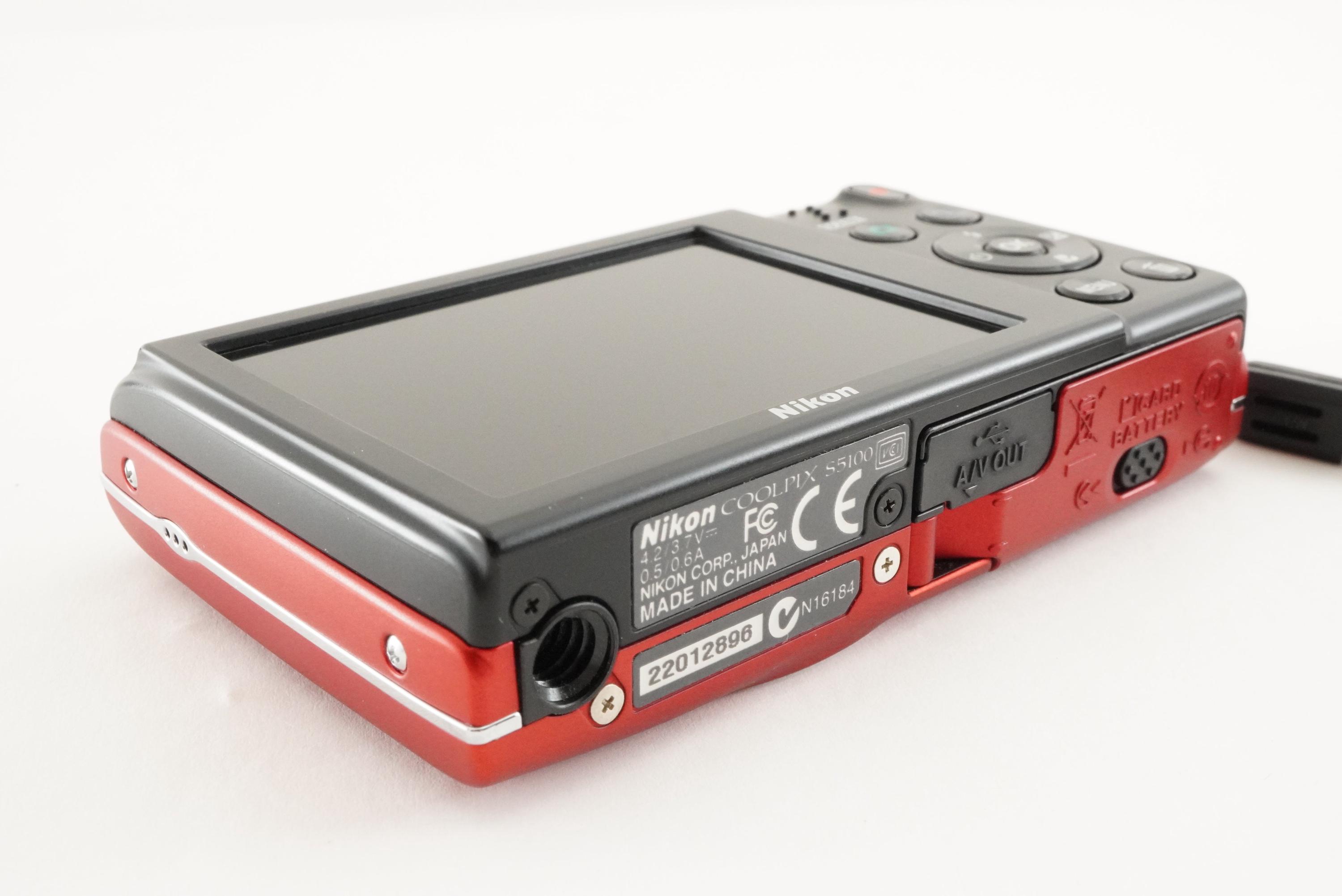 Nikon COOLPIX S5100 Red & 4GB Sdhc Card Compact Digital Camera