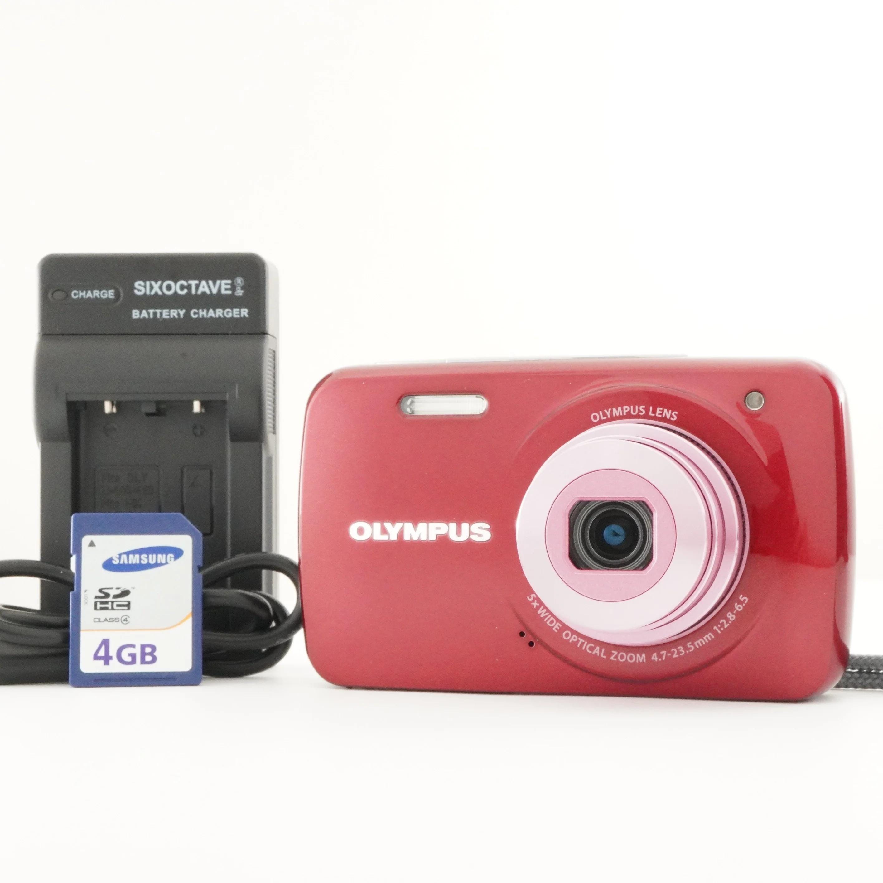 OLYMPUS VH-210 Red With 4GB Sdhc Card Digital Camera From Japan