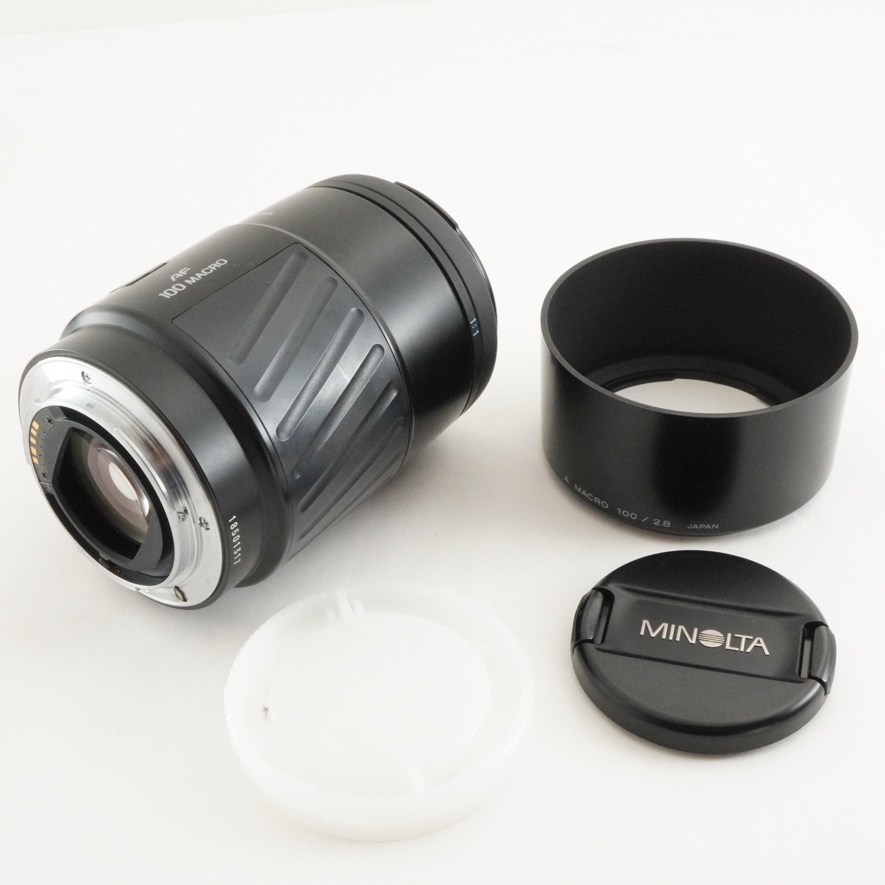 【本日限定】MINOLTA ミノルタ AF MACRO 100ｍｍ F2.8 MINT w/ Hood ] Minolta AF 100mm f2.8 Macro Lens for Sony A