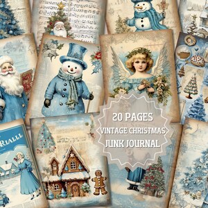 Vintage Christmas Junk Journal Pages, Vintage Christmas Scene Junk Journal Printable Paper, Christmas Junk Journal Kit, Digital Journal