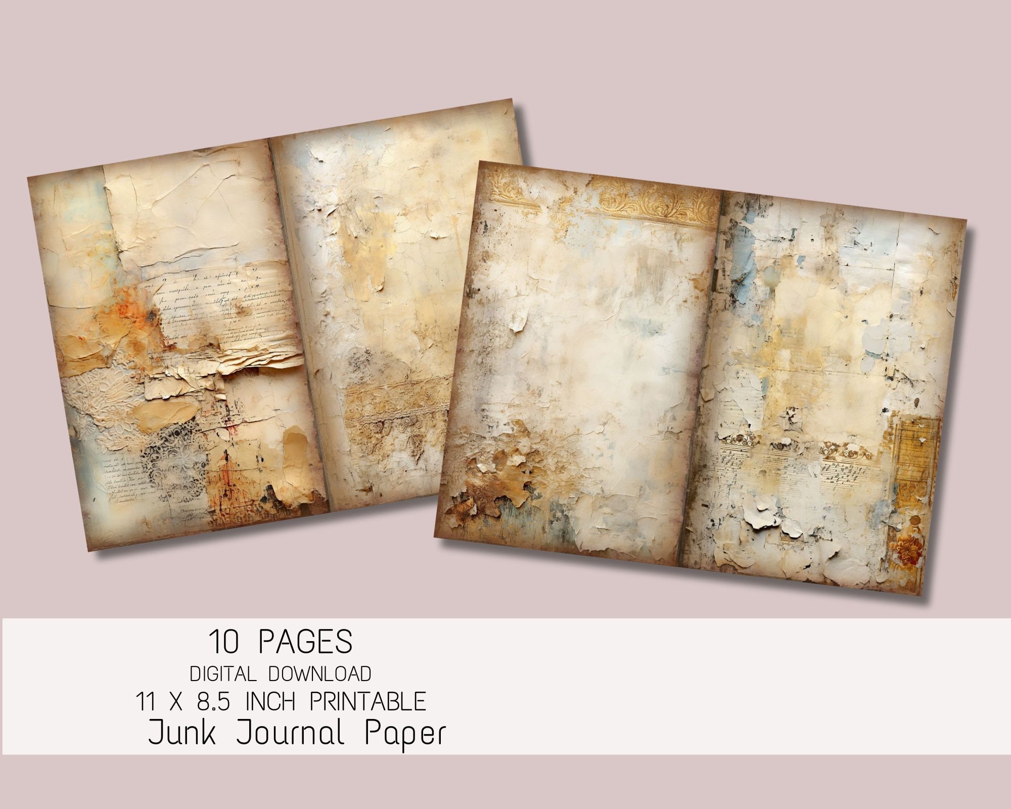 Old Paper Junk Journal Pages,vintage Paper, Vintage Textures Sheets ...
