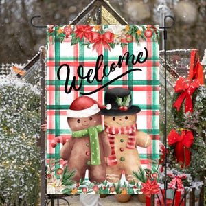 12x18 Gartenflagge Sublimationsdesign, Weihnachtslebkuchen Flagge Sublimation, Weihnachtsgarten Flagge PNG, Yard Flagge PNG, digitaler Download Flagge
