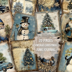 Vintage Christmas Junk Journal Pages, Vintage Christmas Scene Junk Journal Printable Paper, Christmas Junk Journal Kit, Digital Journal