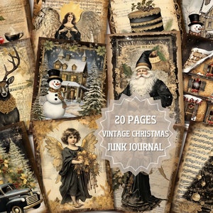 Vintage Christmas Junk Journal Pages, Vintage Christmas Scene Junk Journal Printable Paper, Christmas Junk Journal Kit, Digital Journal