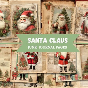 Santa Claus  junk journal page, Santa Claus  Christmas Junk Journal Pages, Santa Scene Junk Journal Printable Paper, Digital Collages