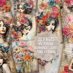 Victorian Women Junk Journal Pages, Victorian Ladies Junk Journal, Victorian Collage Sheet, Victorian Ephemera, Digital Scrapbook paper kit.