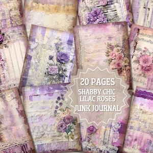 Junk Journal, Shabby and Sweet, Purple, Papers, Lavender, Lilac, Printable Paper,  Rose, Vintage, Digital Download