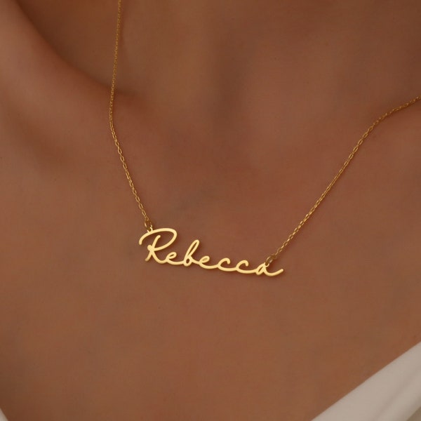 Custom Handwriting Gold Name Necklace , Personalized Cursive Name Necklace , Personalized Gifts , Custom Jewelry , Christmas Gifts ideas her