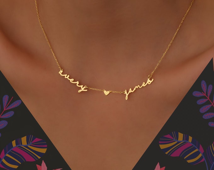 Two Name Handwriting Necklace, Twin Gift, Personalized Jewelry, Custom Name Necklace, Personalized Gifts, Baby Shower, Christmas Gift mom