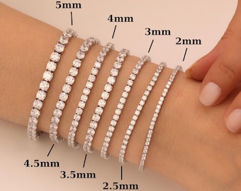Pulsera de tenis chapada en oro y plata con circonitas cúbicas, un regalo delicado para ella, regalos personalizados para el aniversario del día de la madre para mujeres.