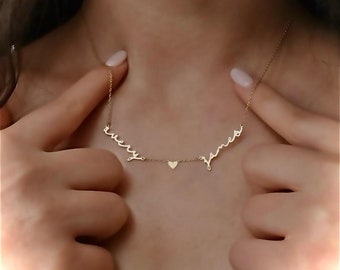 Benutzerdefinierte zwei Name Handschrift Halskette, 18k Gold, personalisierte Schmuck, Namen Halskette, personalisierte Geschenk, Babyparty, Weihnachtsgeschenke für Mama