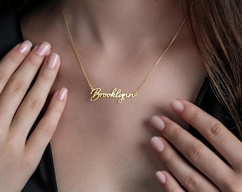 Benutzerdefinierte Handschrift Gold Name Halskette, personalisierte Schreibschrift Namen Halskette, personalisierte Geschenke, kundenspezifischer Schmuck, Geburtstagsgeschenkideen sie
