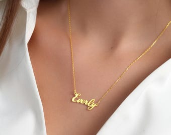 Personalisierte 18K Gold Namenskette, Benutzerdefinierte 18K Gold Silber Namenskette, personalisierte Namenskette für Mama, individuelles Weihnachtsgeschenk für Sie
