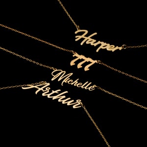Personalized Name Necklaces, Custom 18K Gold Name Necklaces , Script Name Necklaces, Mother's Day Jewelry , Gift for Her , Persoanlized Gift