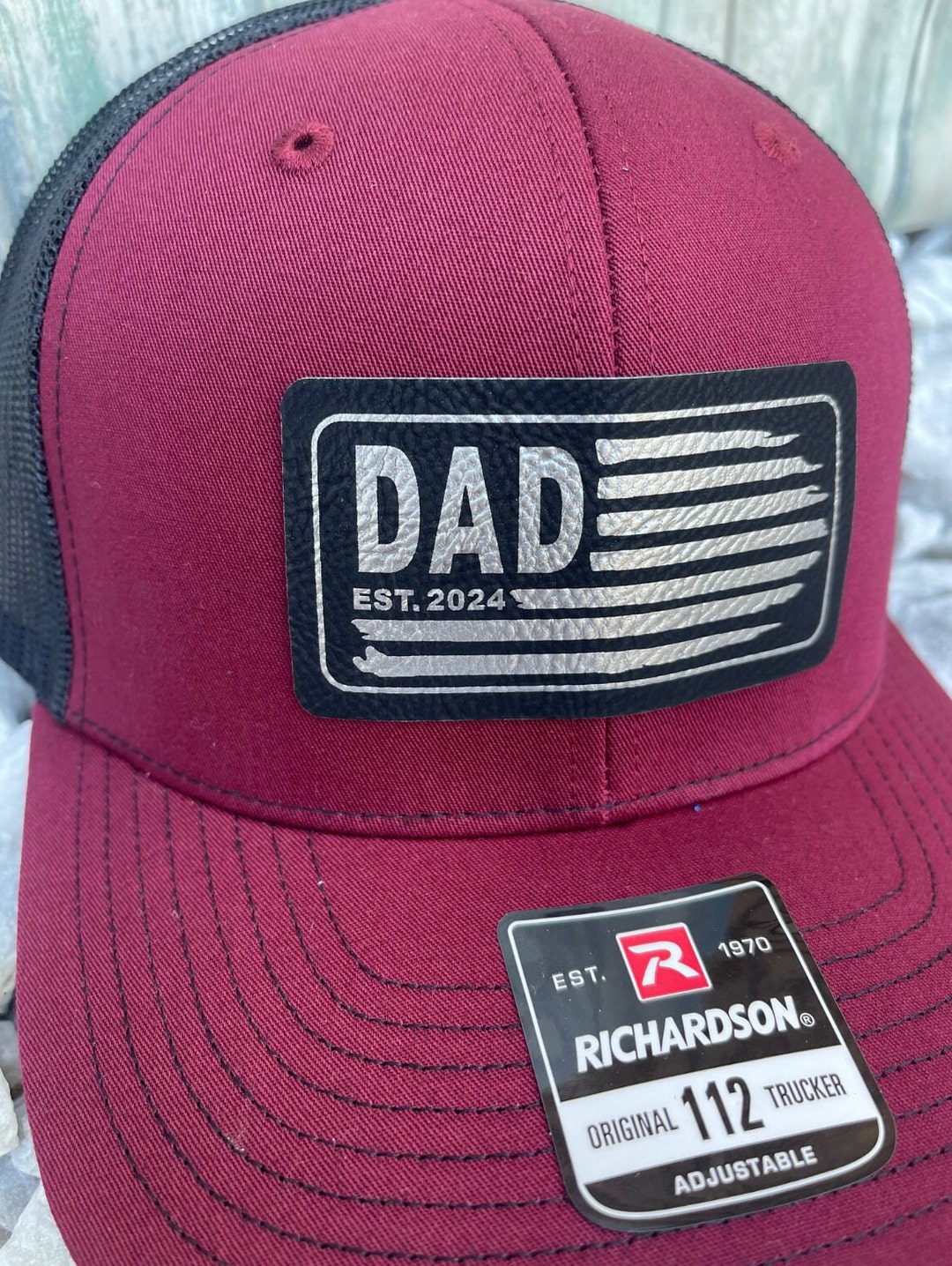 Dad Stamp Hat Leather Patch Trucker Style Hats Father's Day Gift Gift for Dad Apparel for New
