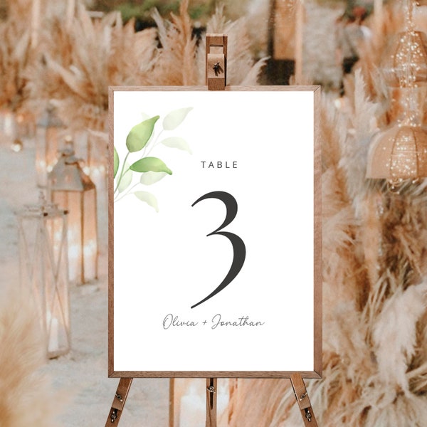 Bewerkbare bruiloft tafelnummers Canva-sjabloon | minimalistisch | Afdrukbare gebeurtenistabelnummers | Online bewerken op Canva